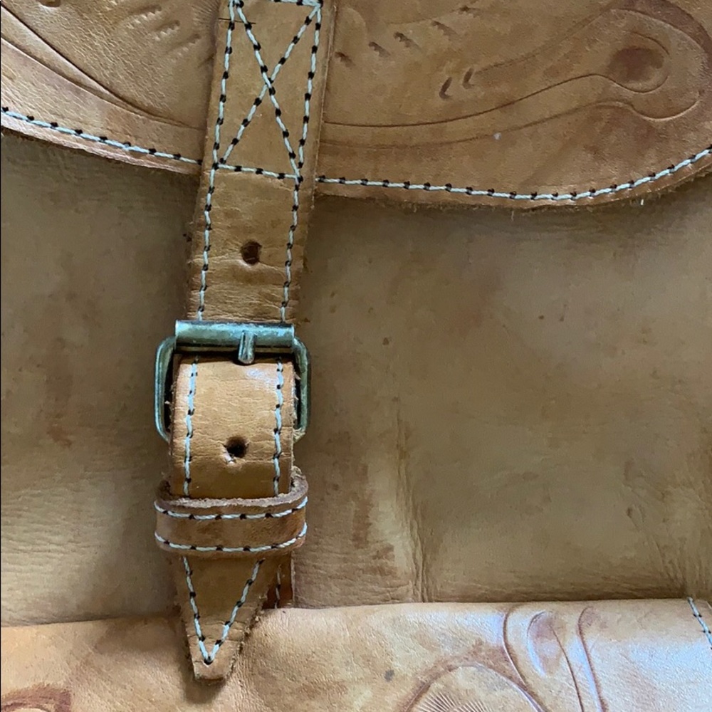 Embossed leather backpack - Picture 3 of 6